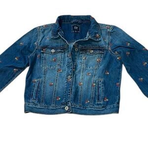 Gap Embroidered Denim jacket, Jean Jacket, flowers, XS